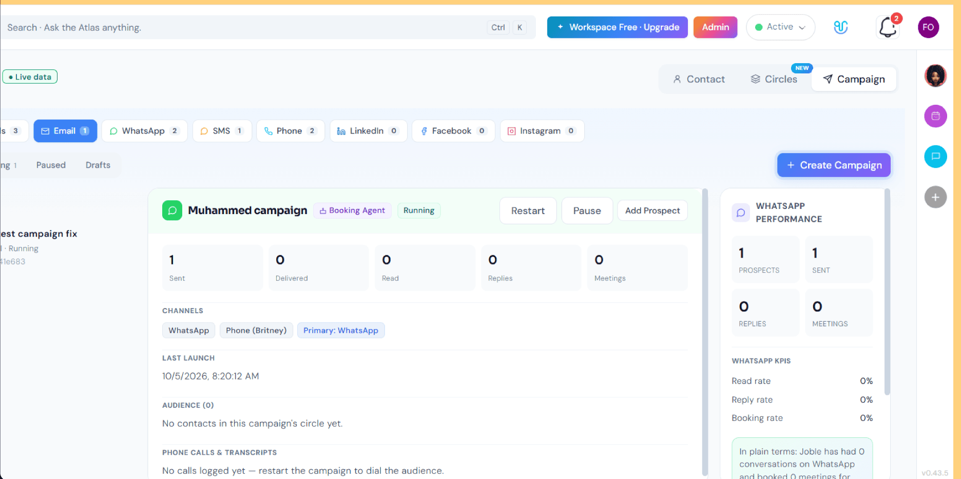 Email campaigns in the Joble network view